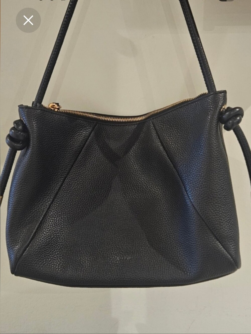 Fossil Willa Black  Leather Shoulder Bag with Knot Strap NWOT